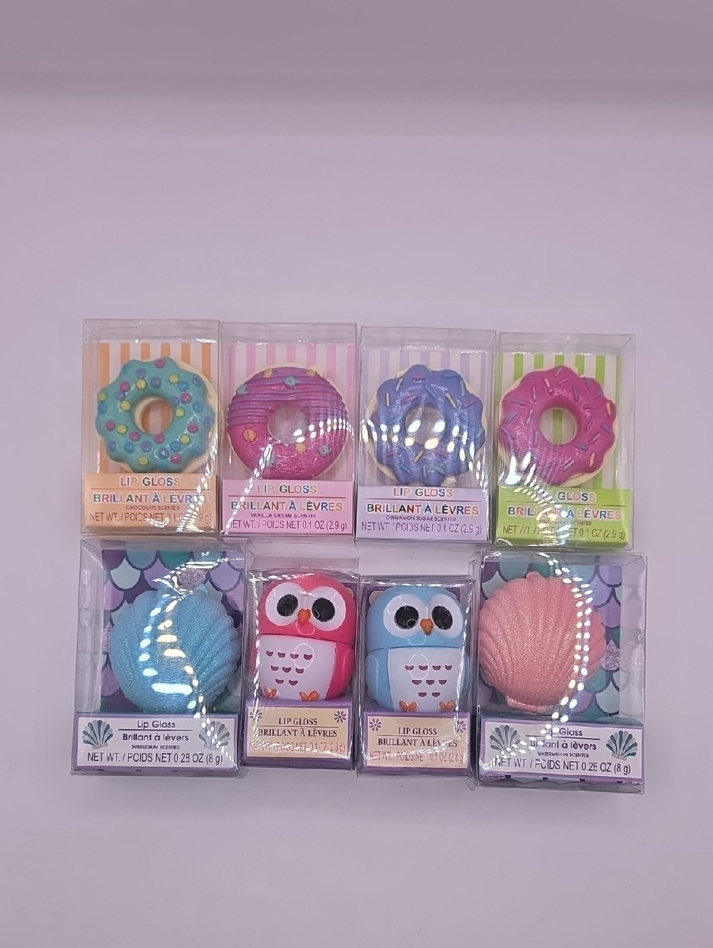 Novelty Kawaii Donut, Owl & Seashell Lip Gloss Lot